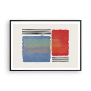 Poster in cornice nera - Composizione geometrica con blocchi colorati e linee - 100x70cm - Spirito e lettera della geometria - Decorazione murale moderna per soggiorno e camera da letto ARTTOR