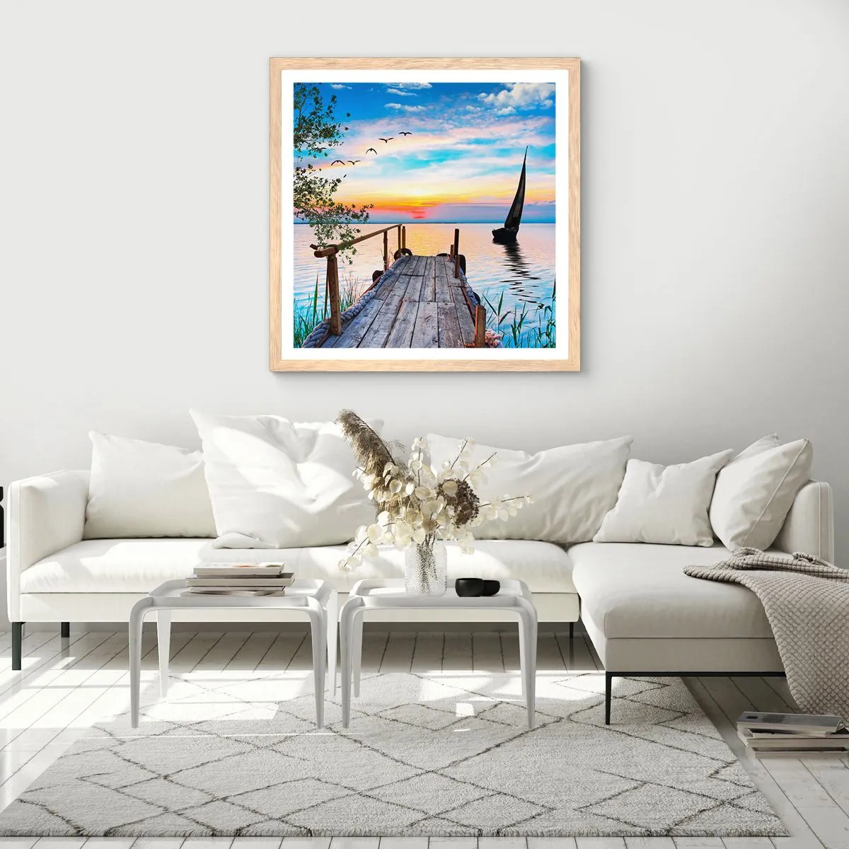 Poster in cornice rovere chiaro - Buona sera - 50x50 cm