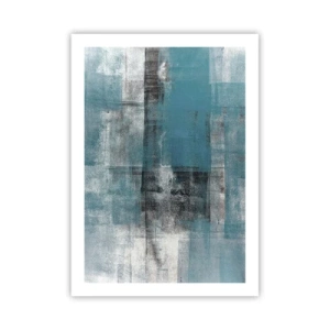 Poster - Composizione astratta nei toni del blu e del grigio - 50x70cm - Acqua e aria - Decorazione murale moderna per soggiorno e camera da letto ARTTOR