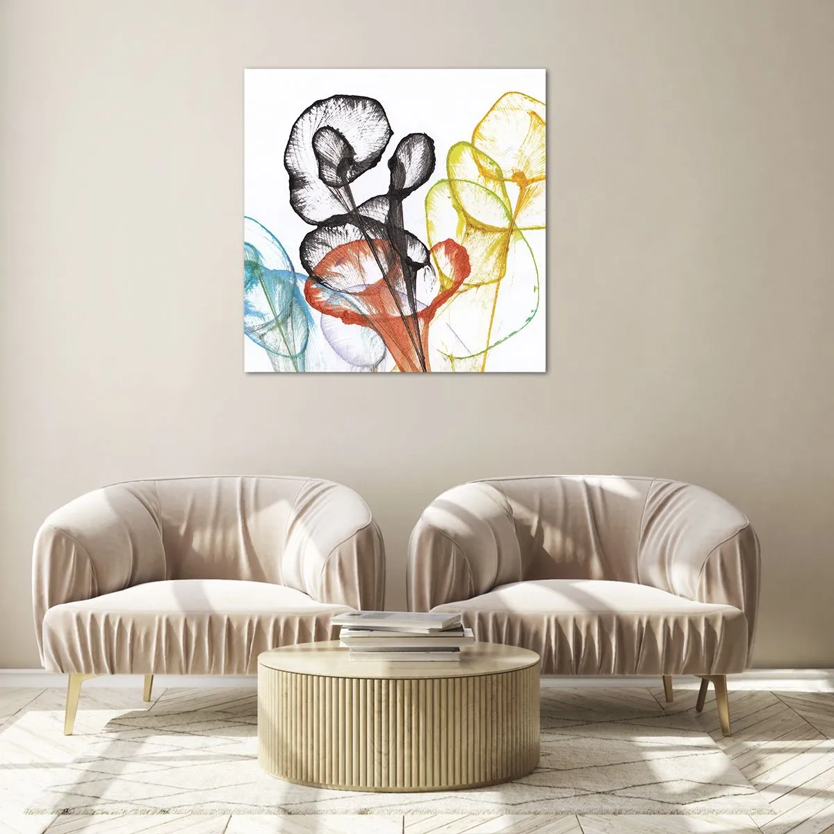 Quadro su vetro - Fiori con l'anima - 60x60 cm