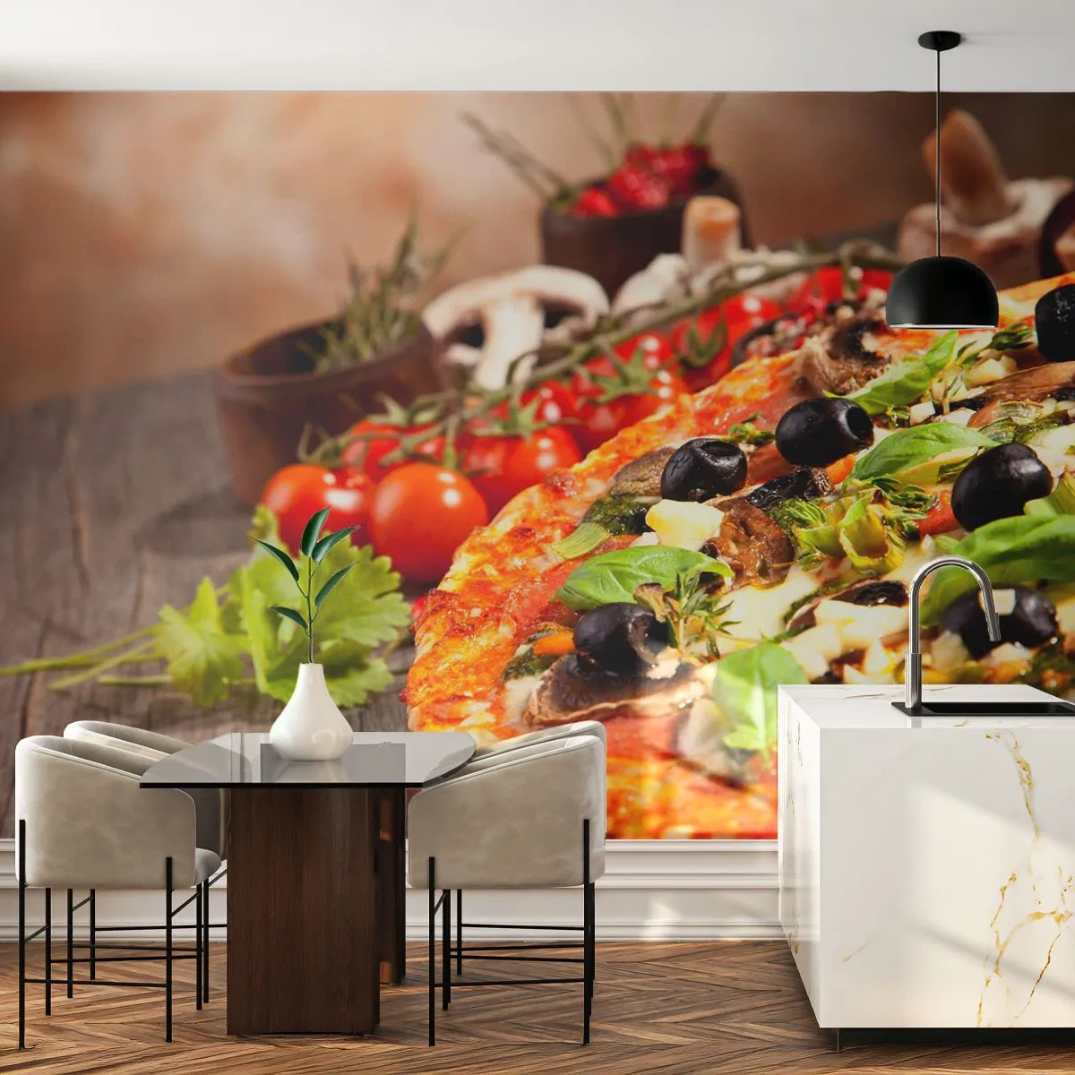 Fotomurali Autoadesivo Deluxe Sticker - Con ingredienti tellurici - Gastronomia, Pizza, Italia - 100x70 cm