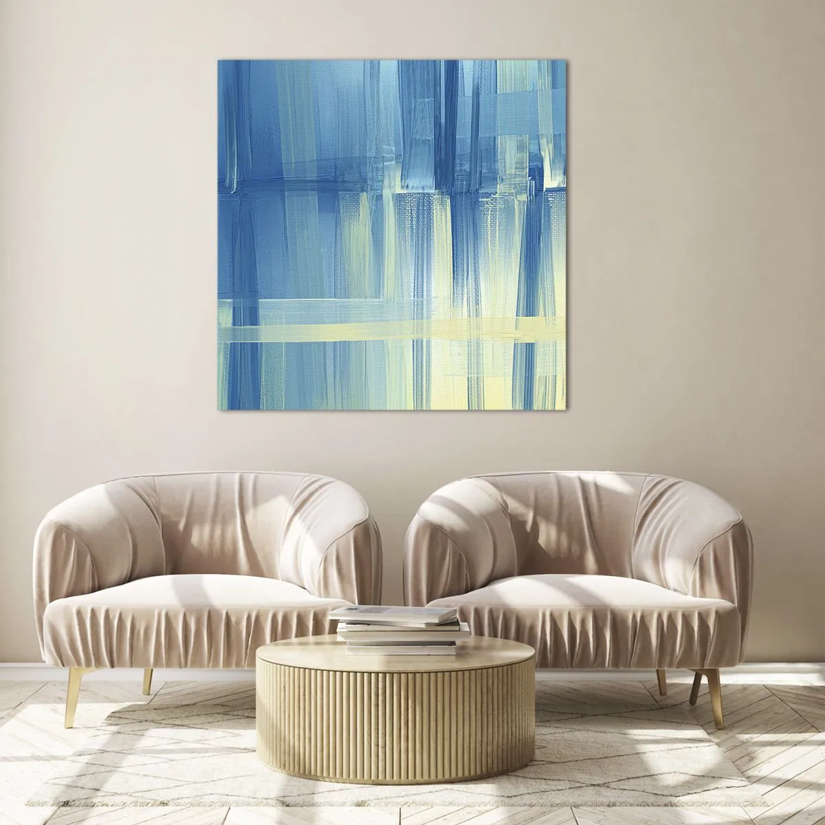 Quadro su vetro - Composizione in turchese - 40x40 cm