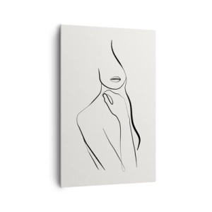Quadro su tela - Stampe su Tela - Uno schizzo minimalista della silhouette di una donna su uno sfondo chiaro. - 80x120cm - Onda di malinconia - Decorazione murale moderna per soggiorno e camera da letto ARTTOR