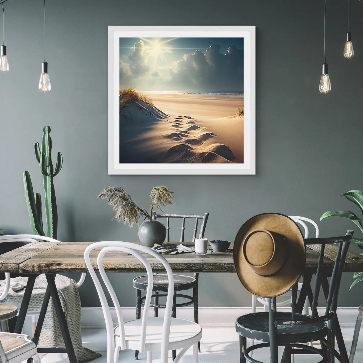 Poster in cornice bianca - Paesaggio rilassante - 50x50 cm