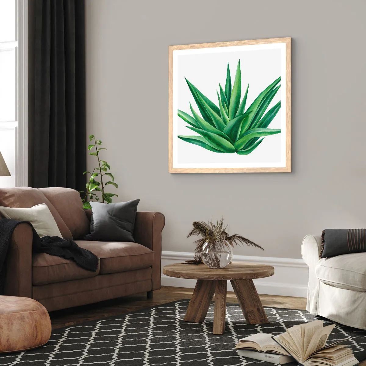 Poster in cornice rovere chiaro - Verde - forza - vita - 40x40 cm