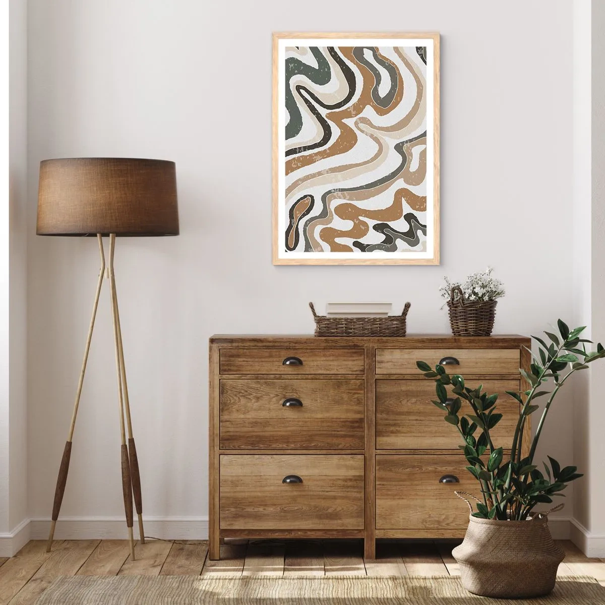 Poster in cornice rovere chiaro - I meandri dei colori della terra - 30x40 cm