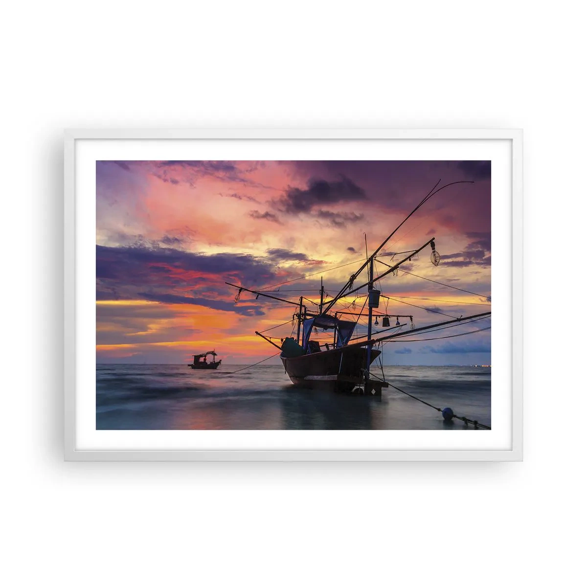 Poster in cornice bianca - Sera esotica - 70x50 cm