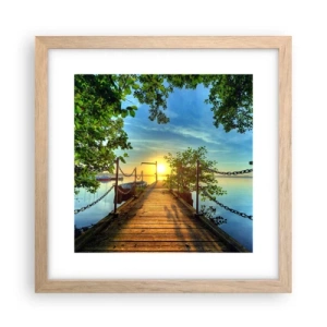 Poster in cornice rovere chiaro - Tramonto sul lago - 30x30 cm