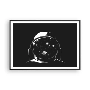Poster in cornice nera - Un casco da astronauta minimalista con vista sullo spazio - 100x70cm - Panorama niente male - Decorazione murale moderna per soggiorno e camera da letto ARTTOR