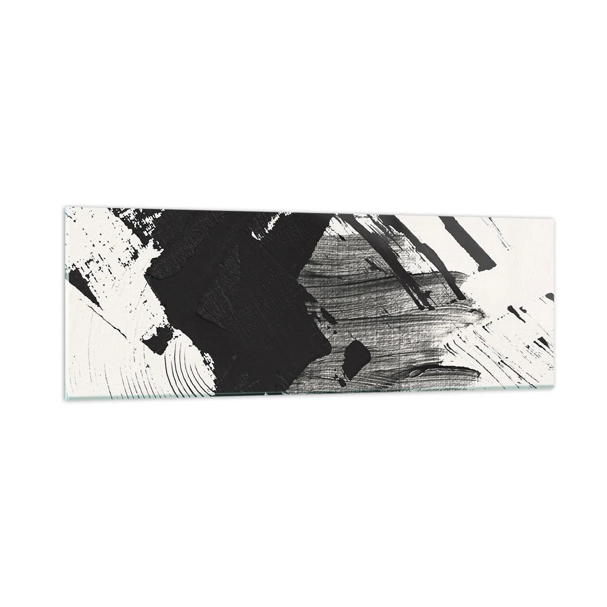 Quadro su vetro - Astrazione: espressione di nero - 90x30 cm