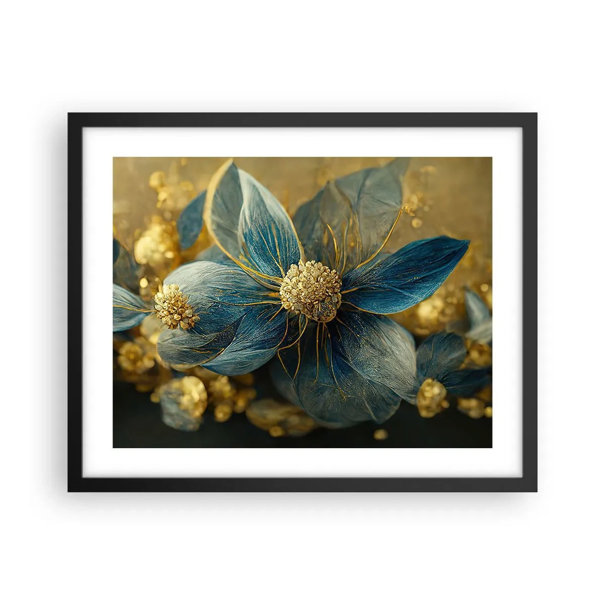 Poster in cornice nera - Fiorire d'oro - 50x40 cm