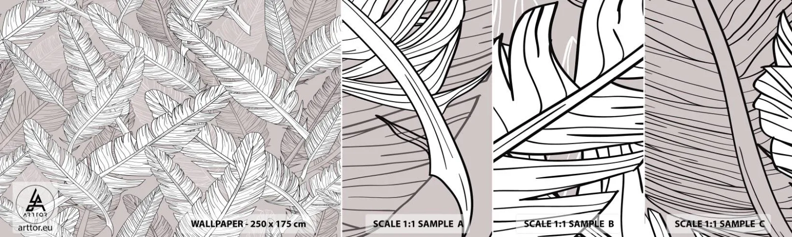 Campione Di Fotomurale Standard Eco - Vortice di piume - Astrazione, Piuma di uccello, Grafica - 100x30 cm