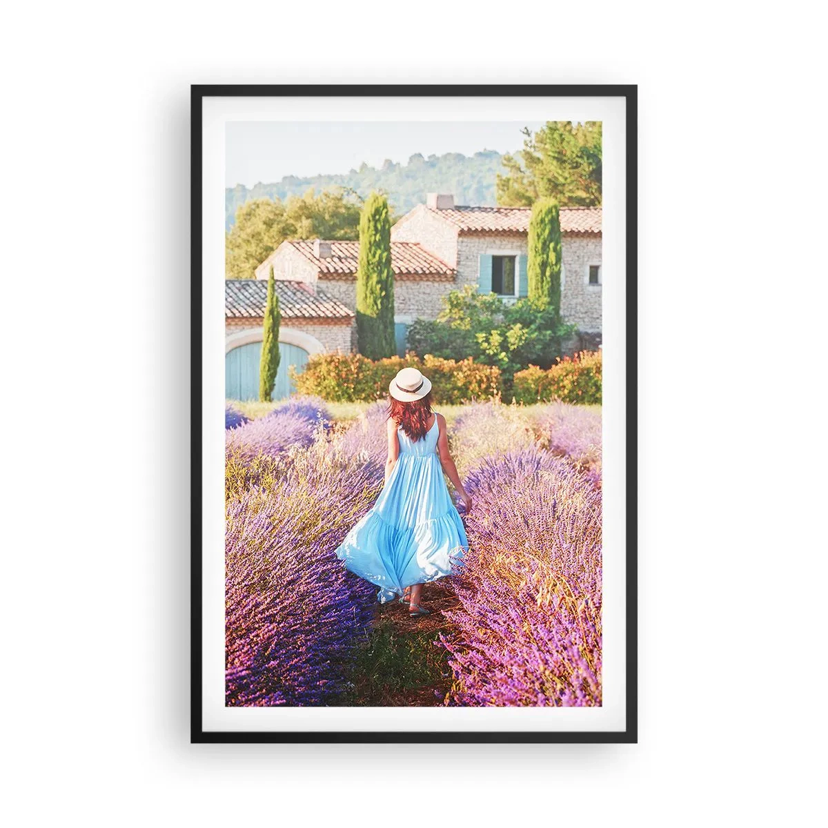 Poster in cornice nera - La ragazza nella lavanda - 61x91 cm