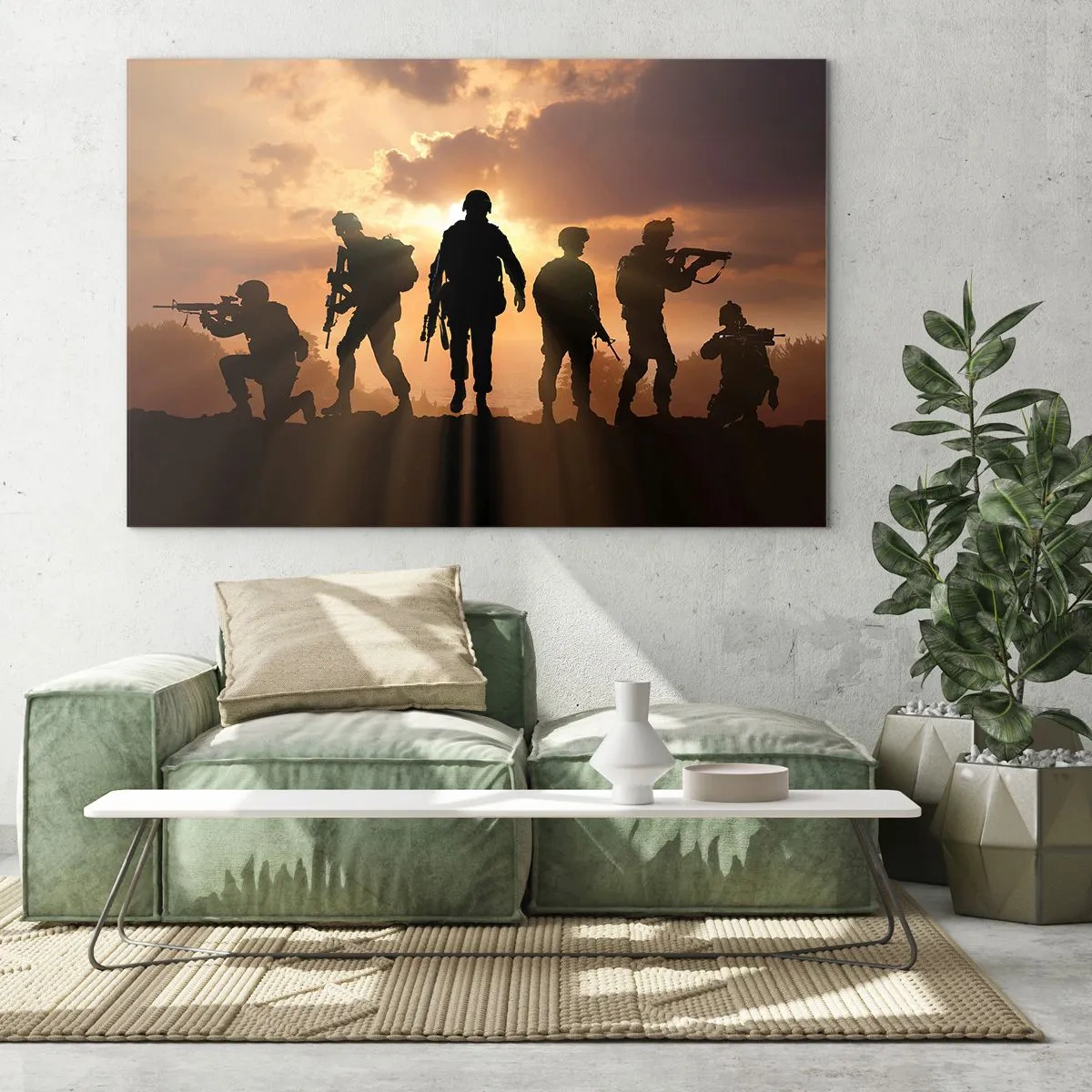 Quadro su vetro - Fratelli d'armi - 70x50cm - Brothers in arms - Decorazione murale moderna per soggiorno e camera da letto ARTTOR