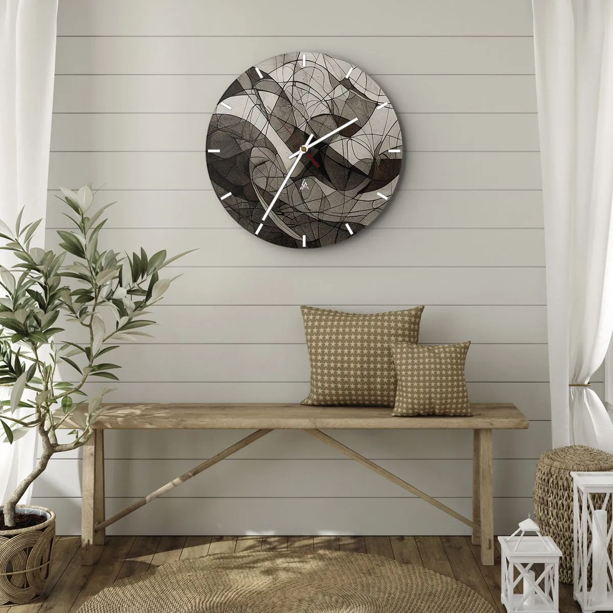 Orologio da parete - Orologio in Vetro - La circolazione dei colori della terra - 40x40 cm