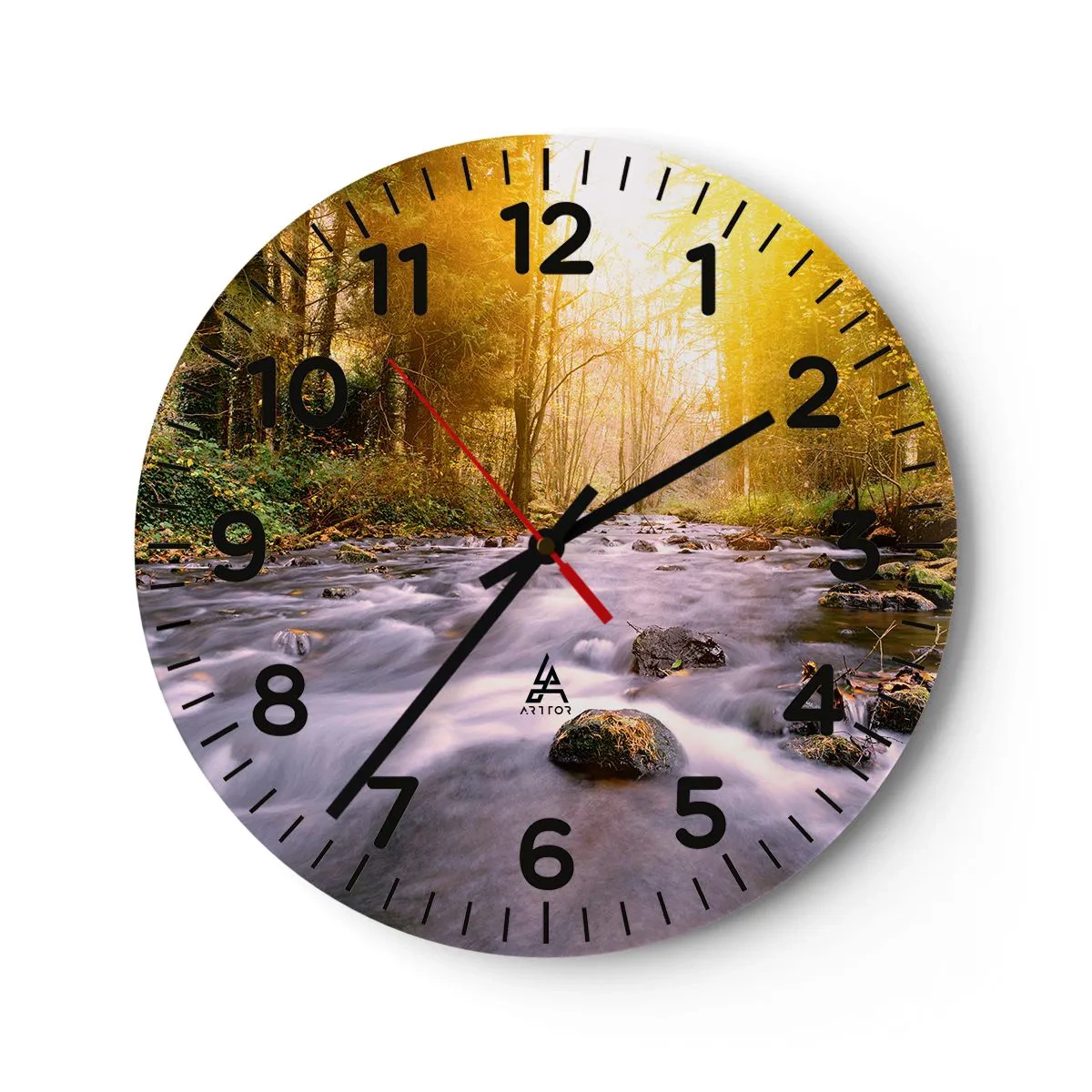 Orologio da parete - Orologio in Vetro - Malachite in cornice oro-argento - 40x40 cm