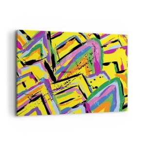 Quadro su tela - Stampe su Tela - Astrazione vivida in colori vivaci e forme dinamiche - 100x70cm - Grida di gioia - Decorazione murale moderna per soggiorno e camera da letto ARTTOR