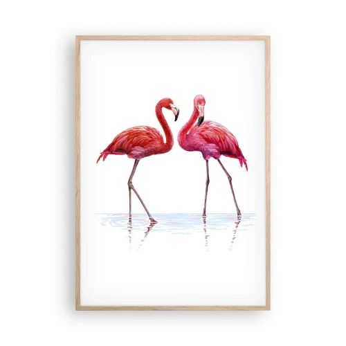 Poster in cornice rovere chiaro - Appuntamento in rosa - 70x100 cm