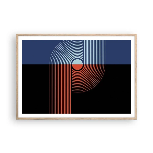 Poster in cornice rovere chiaro - Nell'abbraccio geometrico - 100x70 cm