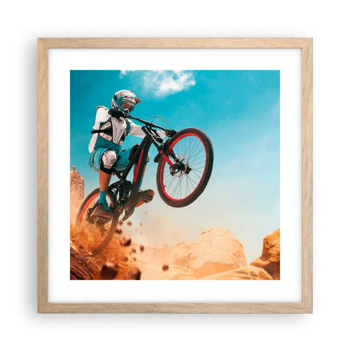 Poster in cornice rovere chiaro - Il demone della follia ciclistica - 40x40 cm