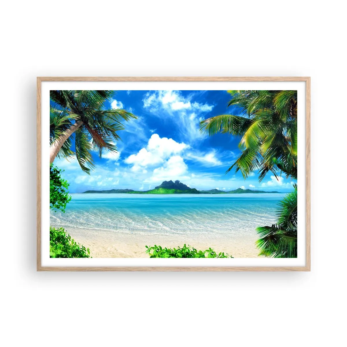Poster in cornice rovere chiaro - L'azzurro dei tropici - 100x70 cm