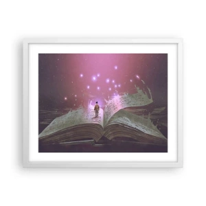 Poster in cornice bianca - Invito ad un altro mondo: leggi! - 50x40 cm