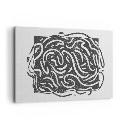 Quadro su tela - Stampe su Tela - Astrazione in bianco e nero in stile geometrico - 120x80cm - Astrazione: la danza della gioia - Decorazione murale moderna per soggiorno e camera da letto ARTTOR