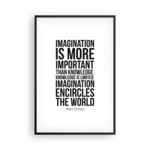 Poster in cornice nera - Einstein sul potere dell'immaginazione - 61x91 cm