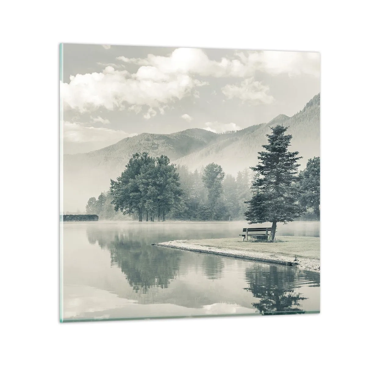 Quadro su vetro - Il lago dorme ancora - 50x50 cm