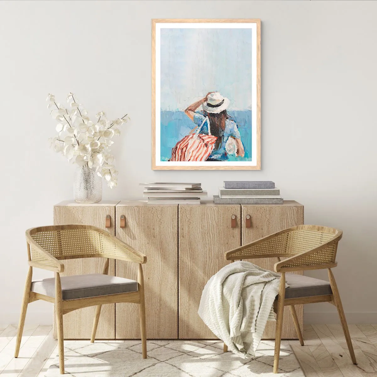 Poster in cornice rovere chiaro - Benvenuti in vacanza - 50x70 cm