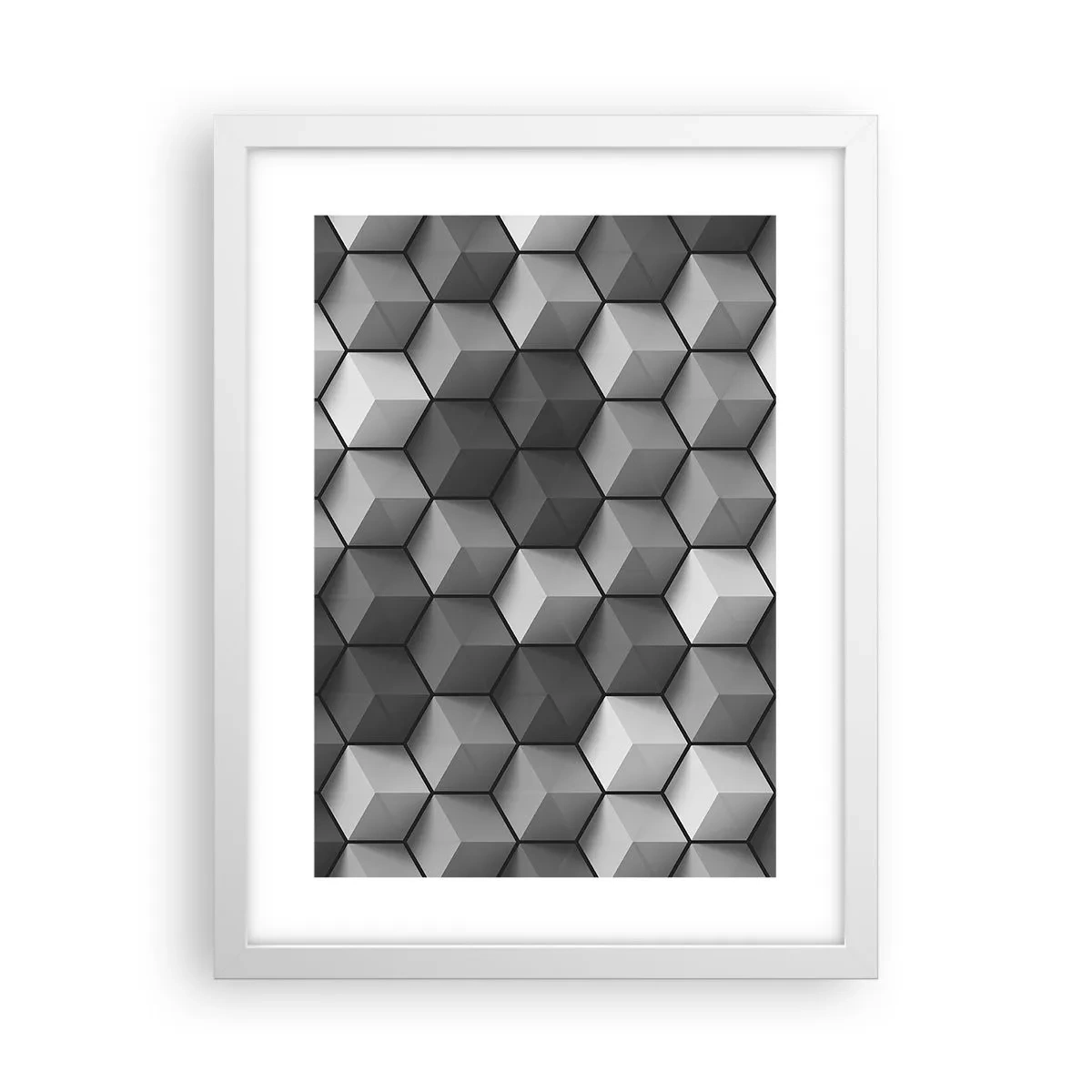 Poster in cornice bianca - Puzzle cubista - 30x40 cm
