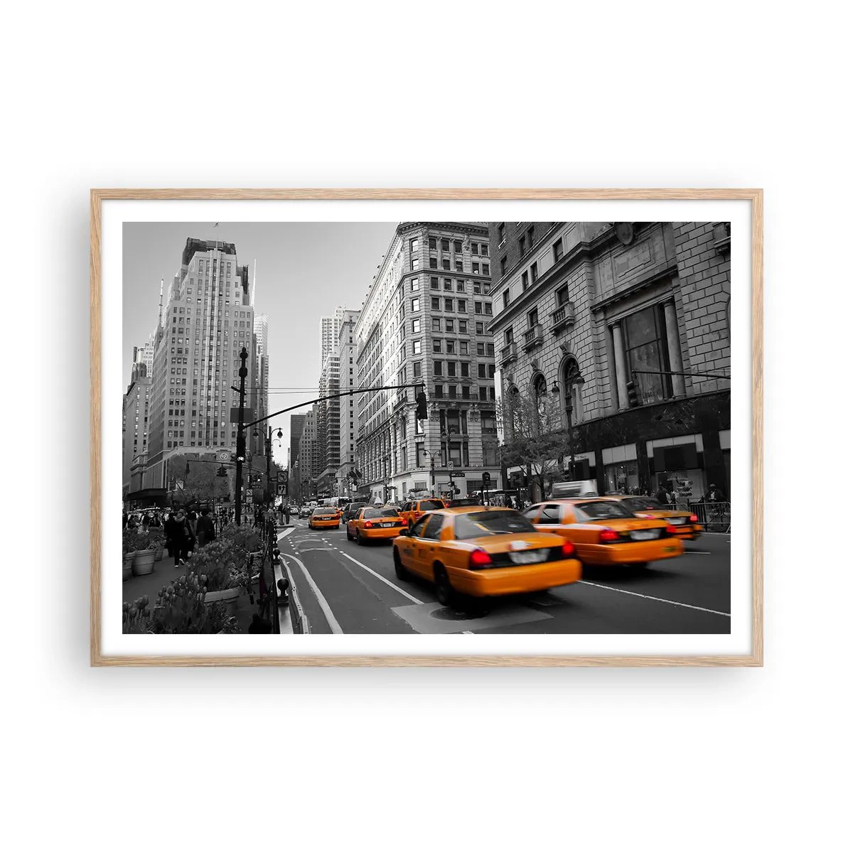 Poster in cornice rovere chiaro - Il sole della grande città - 100x70 cm