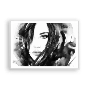 Poster in cornice bianca - Ritratto di donna in bianco e nero - 100x70 cm