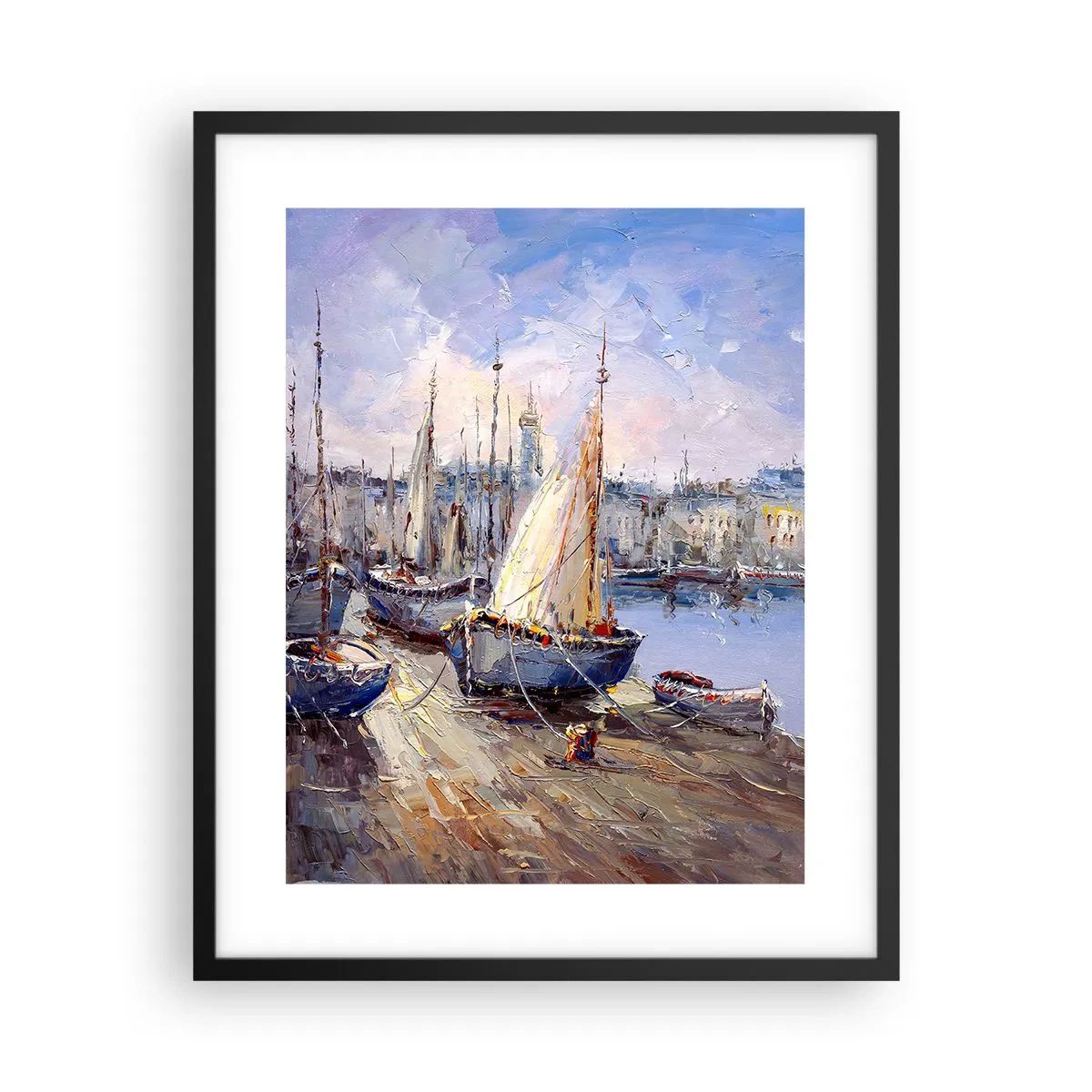 Poster in cornice nera - Città sul golfo - 40x50 cm