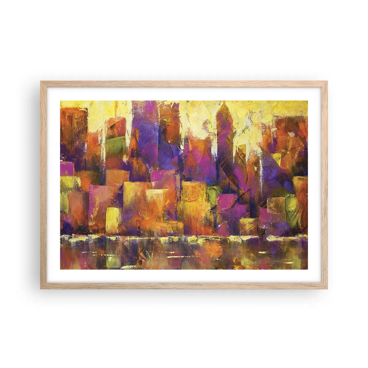 Poster in cornice rovere chiaro - Composizione metropolitana - 70x50 cm