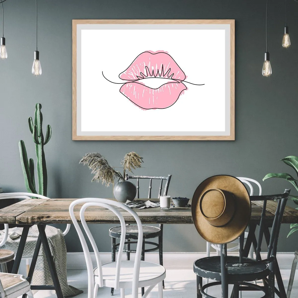 Poster in cornice rovere chiaro - Pronti al bacio? - 100x70 cm