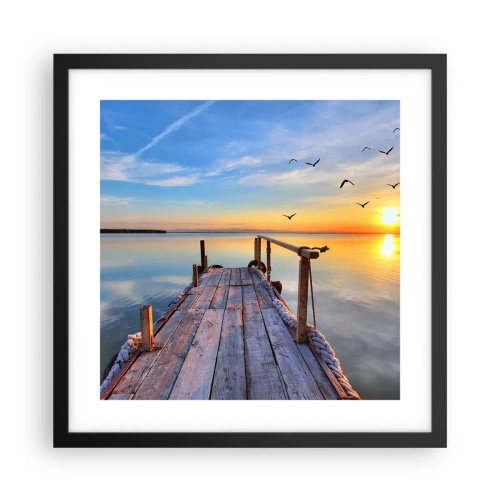 Poster in cornice nera - Camminando verso il sole - 40x40 cm