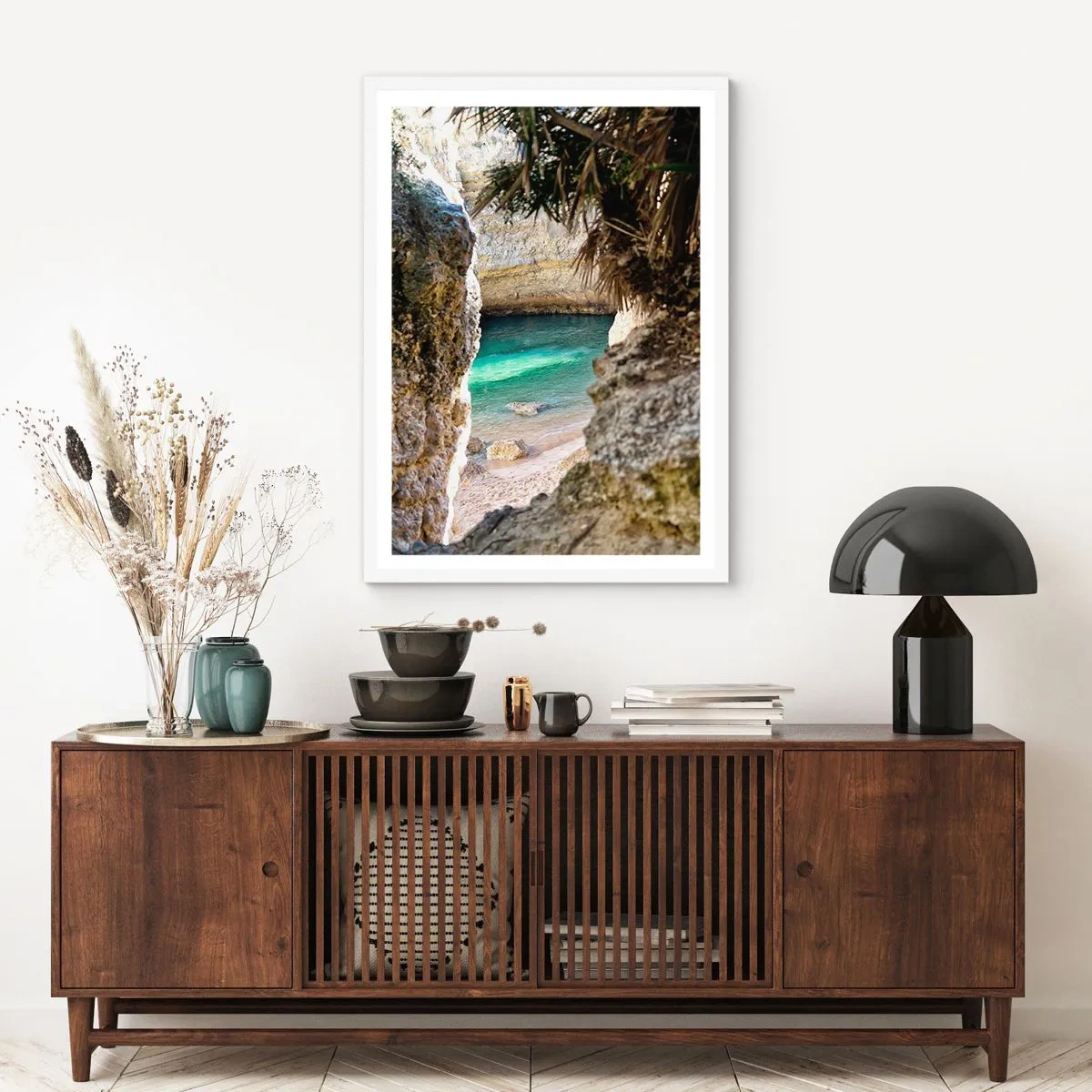 Poster in cornice bianca - La baia turchese - 50x70 cm