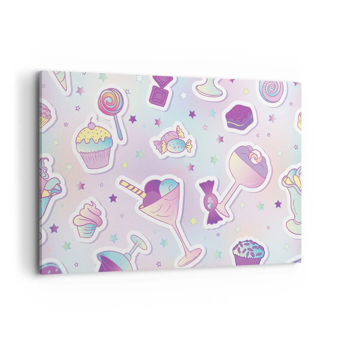 Quadro su tela - Stampe su Tela - Motivi pastello con dolci e dessert - 120x80cm - Ogni giorno è il mio compleanno - Decorazione murale moderna per soggiorno e camera da letto ARTTOR