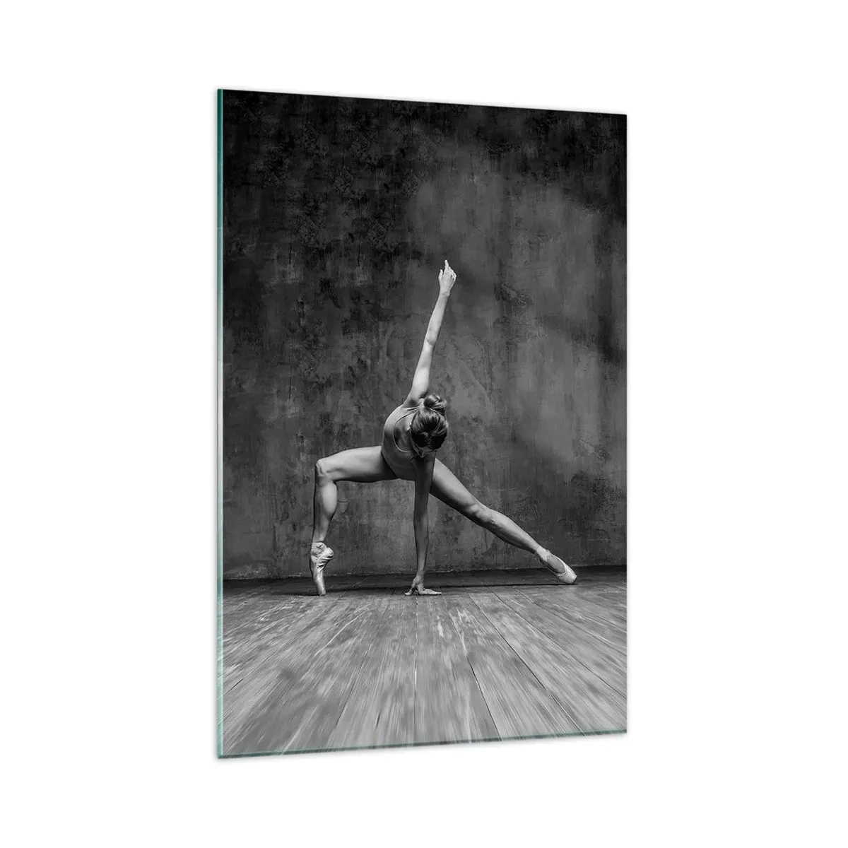 Quadro su vetro - Una ballerina in posa artistica contro un muro grezzo - 80x120cm - Ideale di equilibrio - Decorazione murale moderna per soggiorno e camera da letto ARTTOR