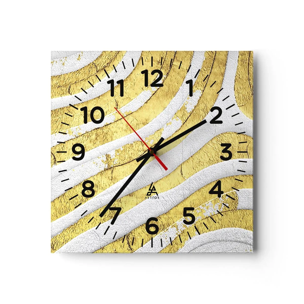 Orologio da parete - Orologio in Vetro - Composizione in bianco e oro - 30x30 cm