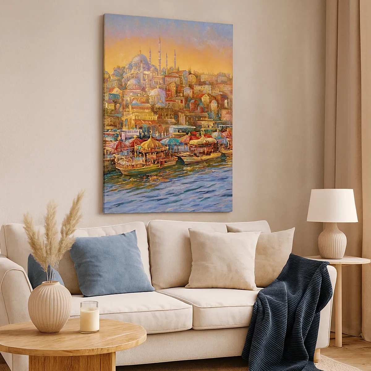 Quadro su tela - Stampe su Tela - Panorama pittoresco di Istanbul con vista sulla baia e sulla città - 50x70cm - Racconto da Istanbul - Decorazione murale moderna per soggiorno e camera da letto ARTTOR