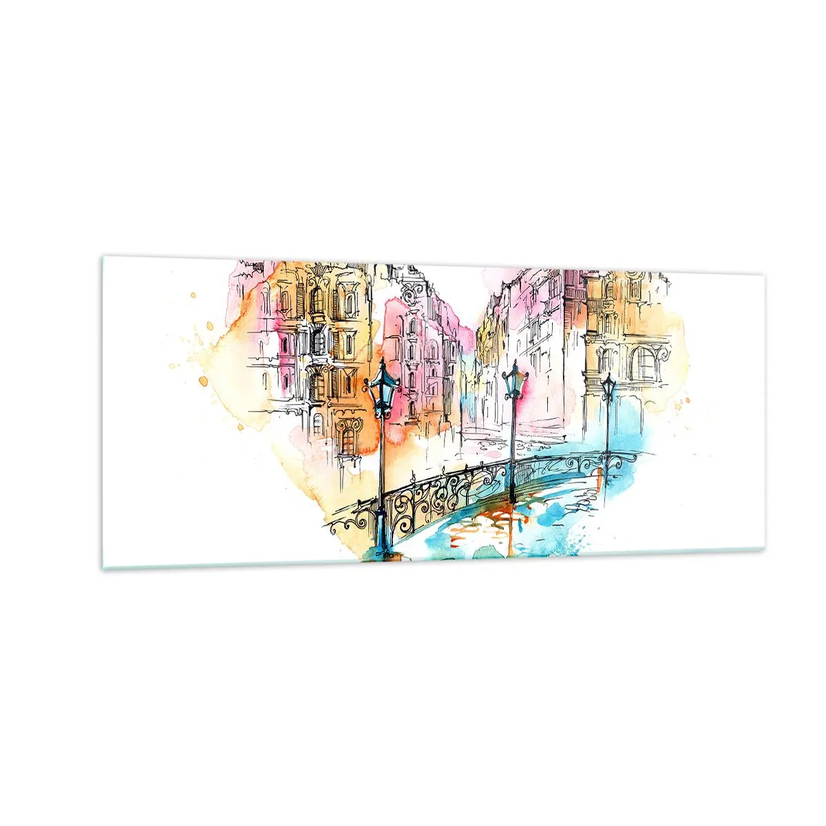 Quadro su vetro - Il cuore della città - 100x40 cm