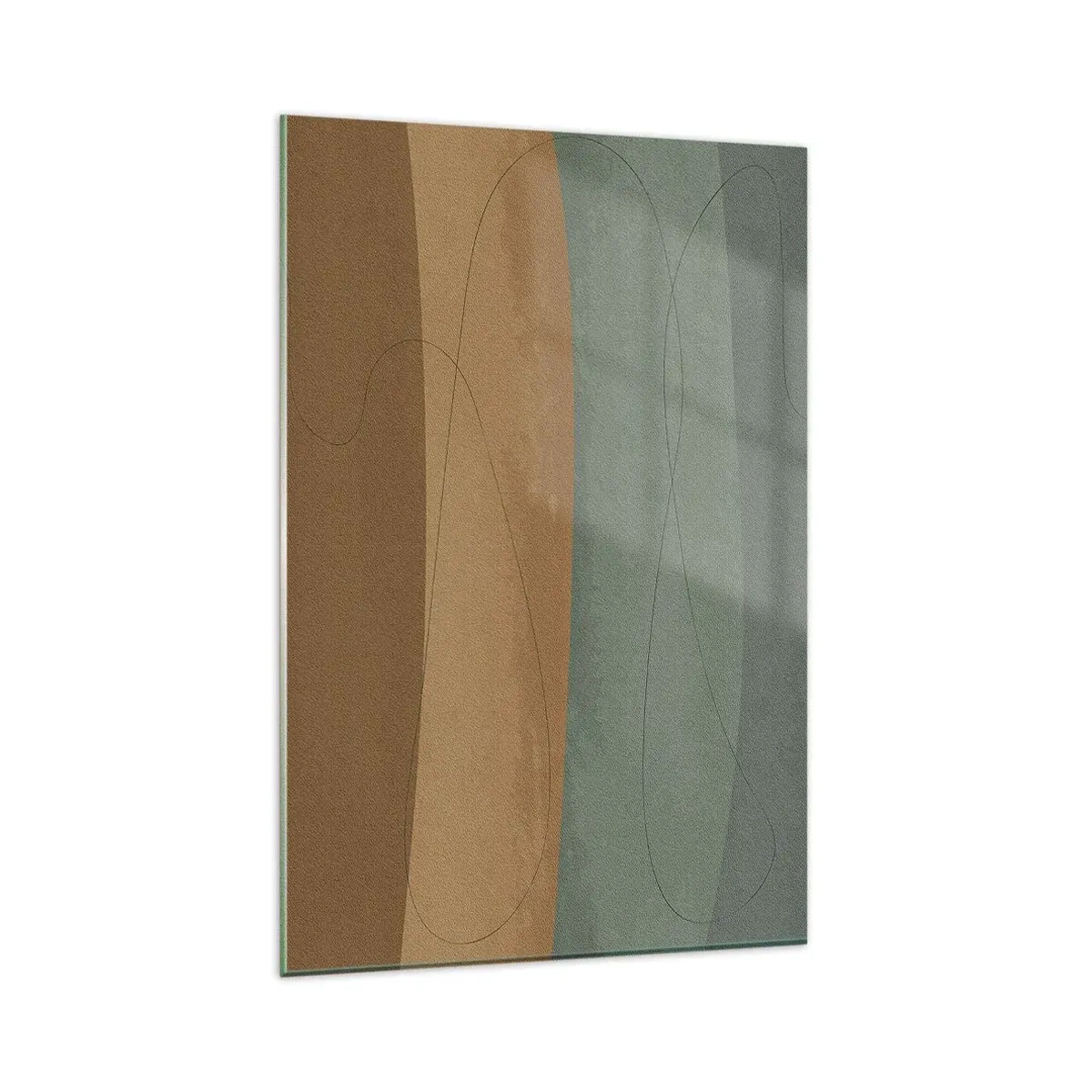 Quadro su vetro - Composizione astratta nei toni naturali della terra - 80x120cm - Composizione orizzontale - Decorazione murale moderna per soggiorno e camera da letto ARTTOR