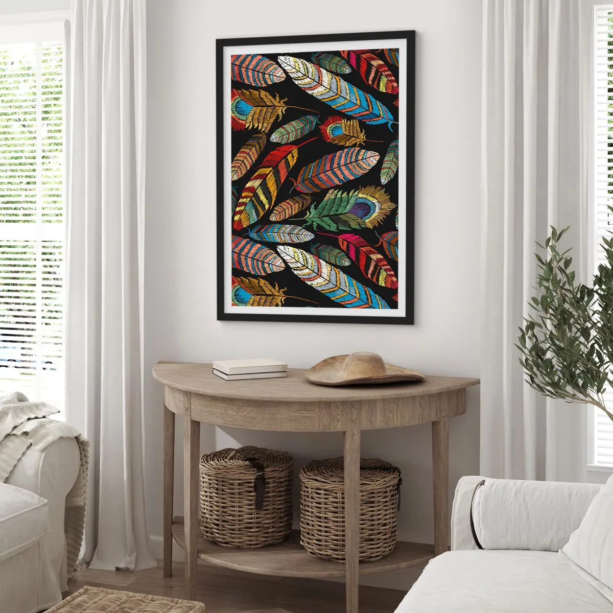 Poster in cornice nera - Il carnevale degli uccelli - 70x100 cm