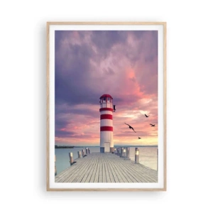 Poster in cornice rovere chiaro - Tempo di tornare in porto - 70x100 cm