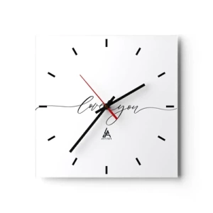 Orologio da parete - Orologio in Vetro - La scritta "Ti amo" in un carattere elegante - 30x30cm - Bianco e nero - Decorazione murale moderna per soggiorno e camera da letto ARTTOR