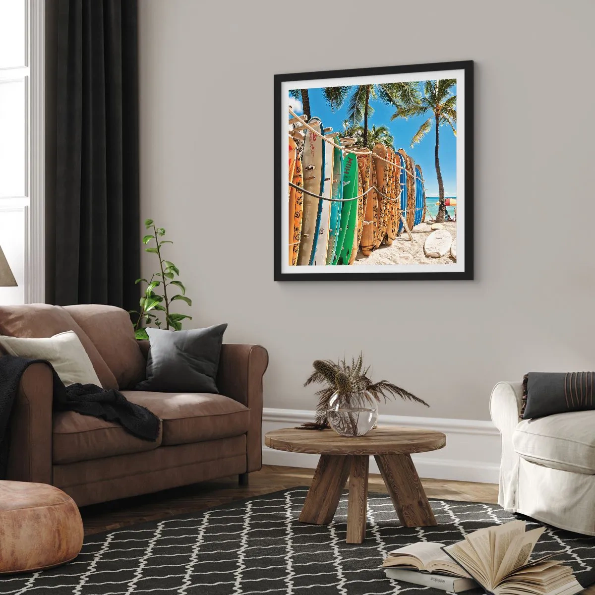 Poster in cornice nera - Divertimento sotto il sole - 30x30 cm