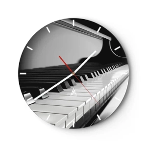 Orologio da parete - Orologio in Vetro - Tastiera di pianoforte in bianco e nero - 30x30cm - Armonia di forme e colori - Decorazione murale moderna per soggiorno, cucina e camera da letto ARTTOR