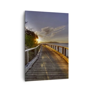 Quadro su tela - Stampe su Tela - Un molo di legno conduce verso il tramonto sull'acqua - 70x100cm - Incamminarsi sempre verso il sole - Decorazione murale moderna per soggiorno e camera da letto ARTTOR